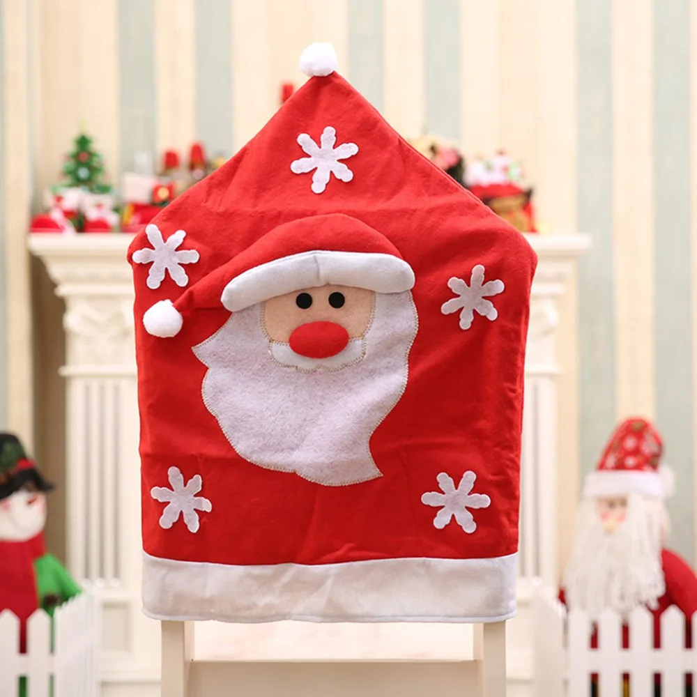 

Christmas Chair Covers Santa Claus Snowman Covers Elk Dining Chairs Back Covers For Kitchen Wedding Christmas Decoration