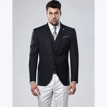 

Mucielee Reto Terno Masculino Blazer 3 pieces Slim Fit Mens Suit 2018 Wedding Suits For Men 3 Pieces (jacket+white pants+Vest)