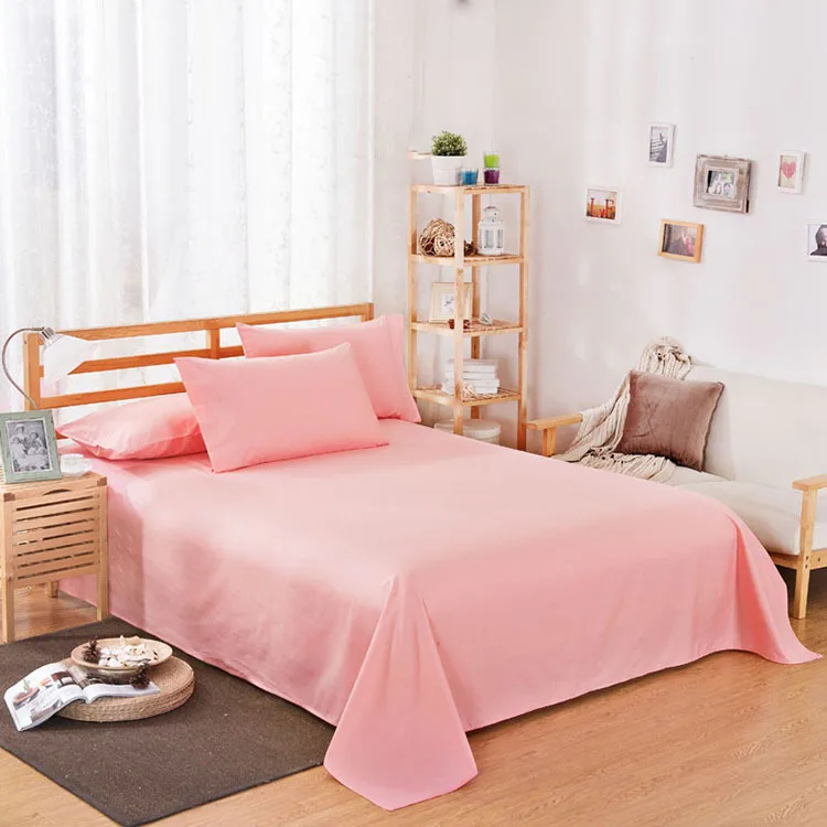 ropa de cama Solid color polyester cotton bed sheet hotel home 1.2 / 1.5 / 1.8 / 2 m bed factory wholesale can be customized