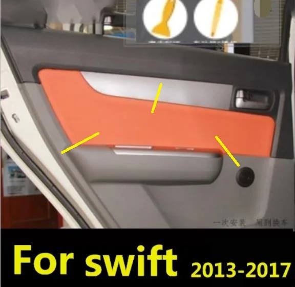 

4PCS Microfiber Front / Rear Door Panels Armrest Leather Cover Protective Trim For Suzuki Swift 2013-2017 with Mount Fittings
