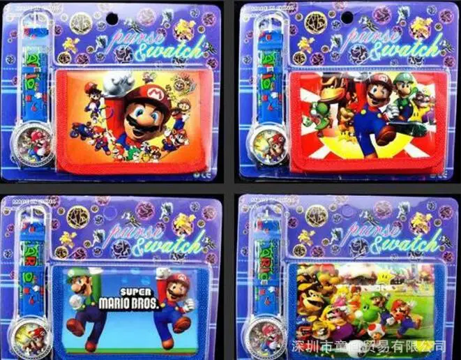 

12Pcs Super Mario Watch Set Cartoon Children Party supplies toy Watch purse Set SM672