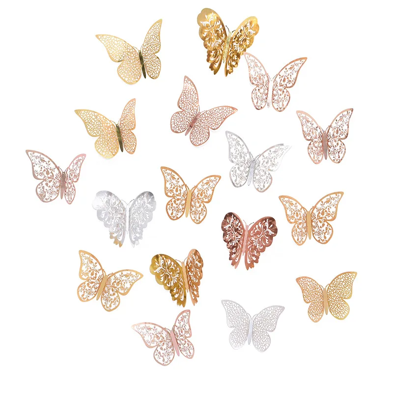 12 шт./лот 3D полые бабочки настенные Стикеры для домашнего декора DIY бабочки на холодильник наклейки для украшения комнаты вечерние свадебные Декор