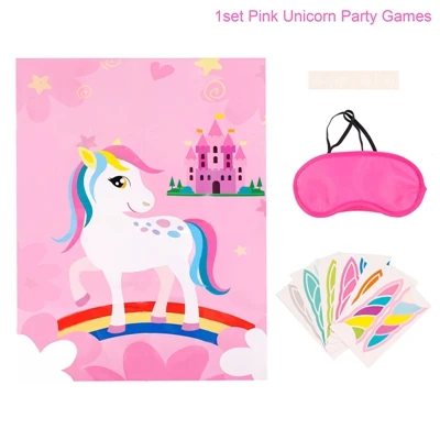 QIFU подарок с Unicorn вечерние сувениры для детей подарок на день рождения персонализированный подарок для гостя вечерние украшения в виде единорога - Цвет: Pink Kids Games