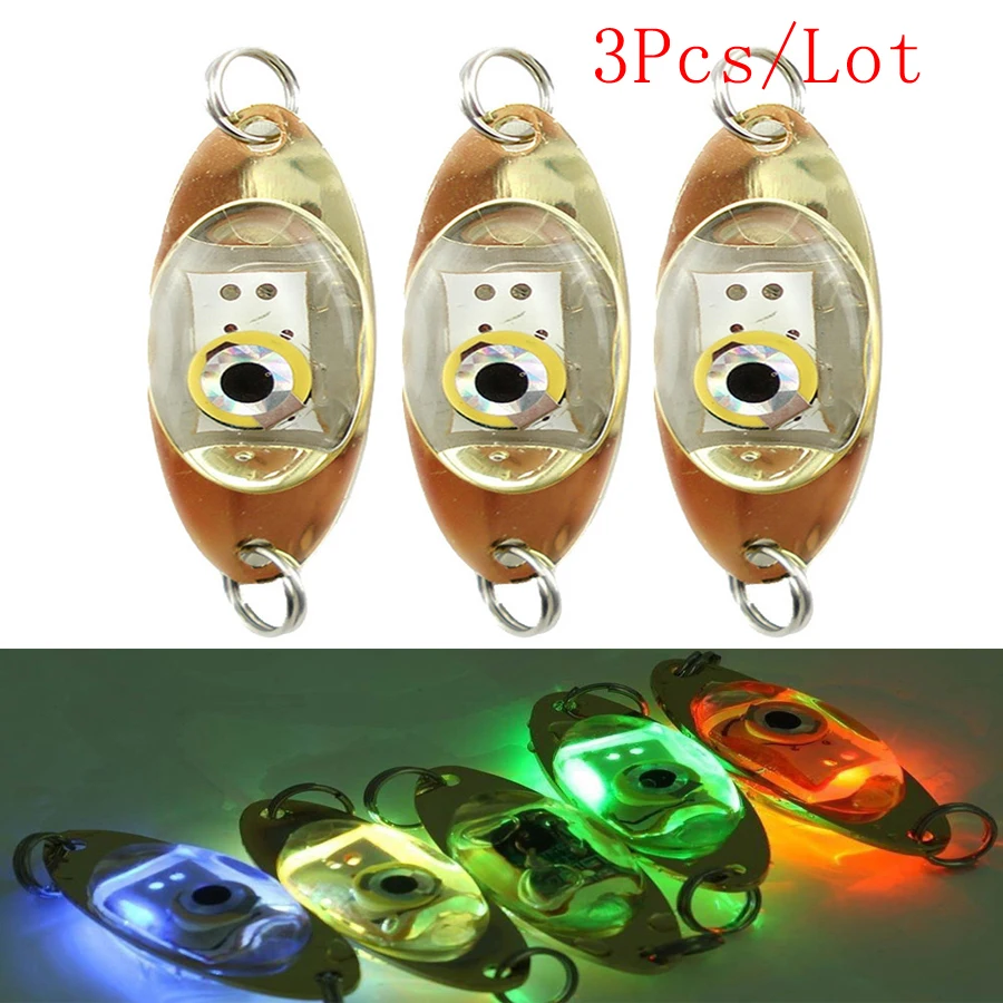 3Pcs/Lot Fishing Lures Kit LED Lighted Bait Flasher Saltwater