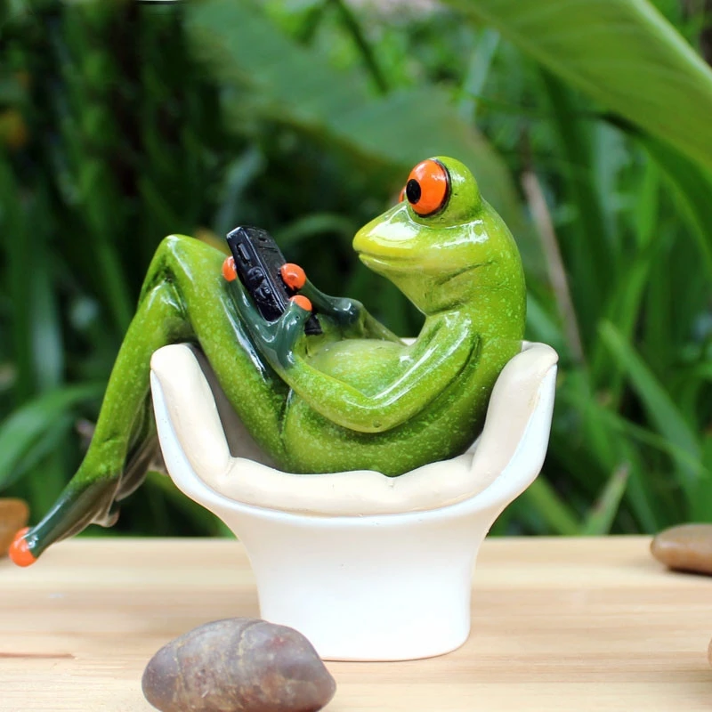 NZBZ. Kawaii животных 3D лягушки смолы статуэтки куклы дома Скульптура декор украшения