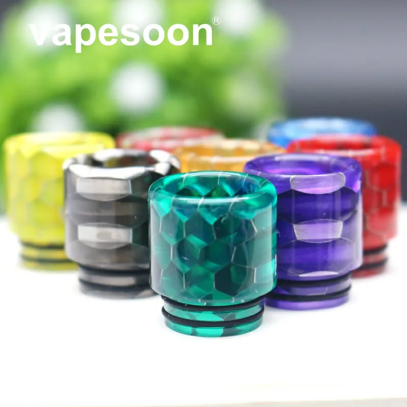 

Whloesale 200pcs VapeSoon Colorful 810 Resin Drip Tip Snake Style For TFV8 BIG BABY TFV12 Prince IJUST 3 Kylin MINI RTA etc