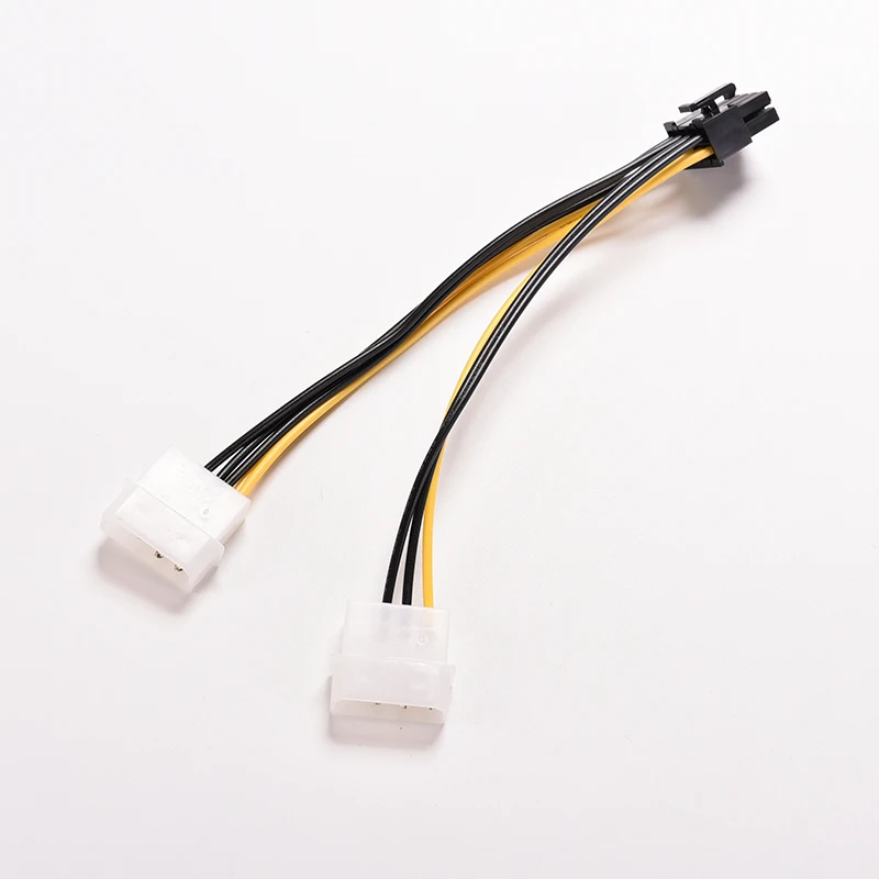 16cm 4-pin Molex 6/" Inch LP4 to Dual 15-pin SATA Power Splitter Y Cable Cord