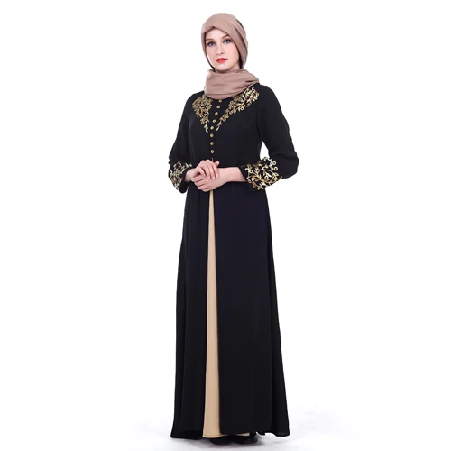 MISSJOY Дубай кафтан платье мусульманская вечеринка абая женщины арабский кружевной кардиган пэчворк турция ислам молитва кафтан платья из марокко - Цвет: Черный