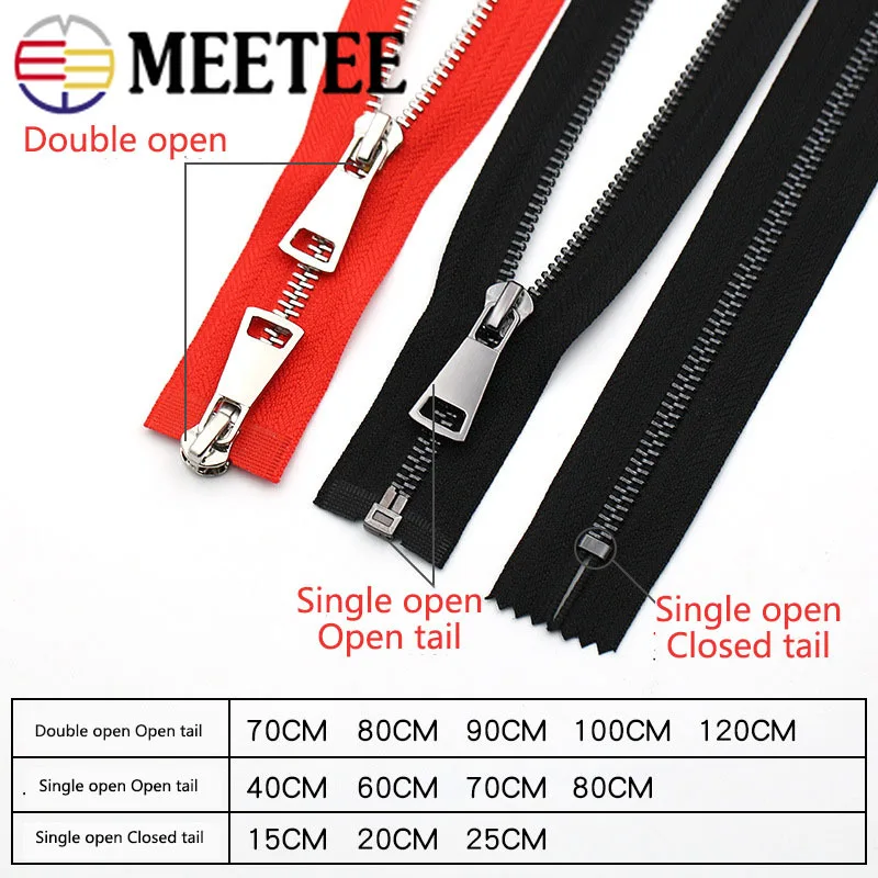 Meetee15-120cm 5# металлическая молния двойные ползунки самоблокирующиеся длинная застежка-молния DIY пуховик мешковатые брюки пошив одежды Декор Аксессуары