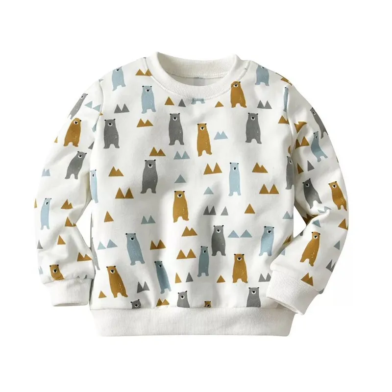 

2019 New Baby Cotton Hoodies Kids Long Sleeve Round Neck Tops Printed Cartoon Bears Children Pullover Clothes Unisex