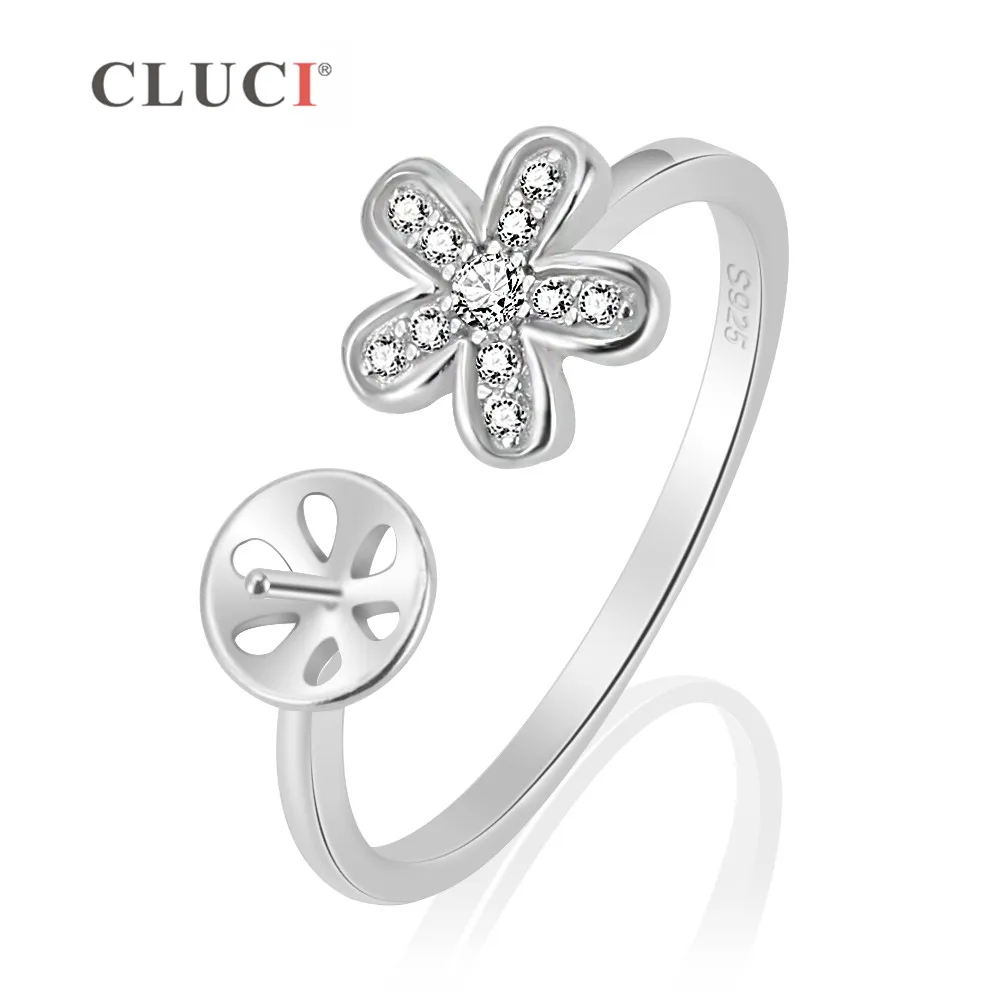 

CLUCI Silver 925 Adjustable Dazzling Daisy Ring Flower Design Sterling Silver Ring with Cubic Zirconia for Women Valentine's Day