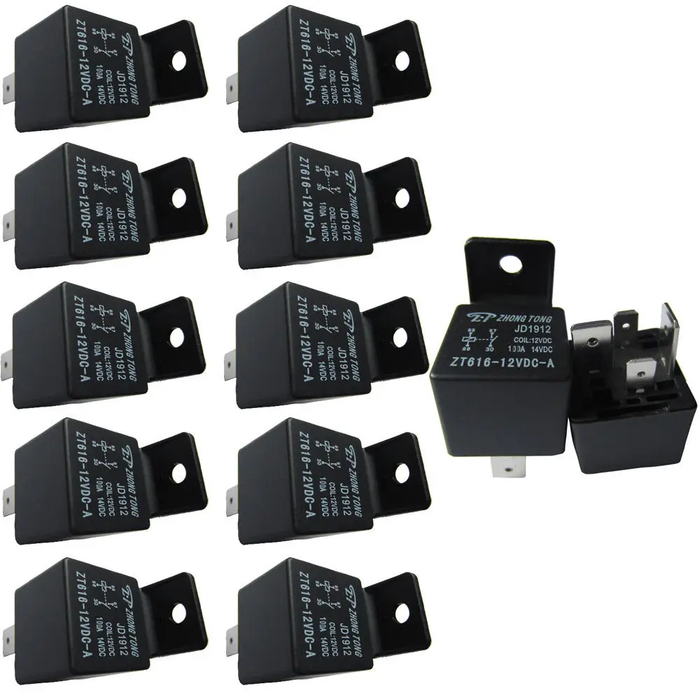 

EE support 10 X Car Truck Auto Automotive DC 12V 100A 100 AMP SPST Relay Relays 4 Pin 4P