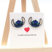 10 пар в комплекте; сплава эмали с любимыми персонажами из мультфильмов с принтом "Лило и Стич: серьги со стичем Сережка-гвоздик Ювелирная E11