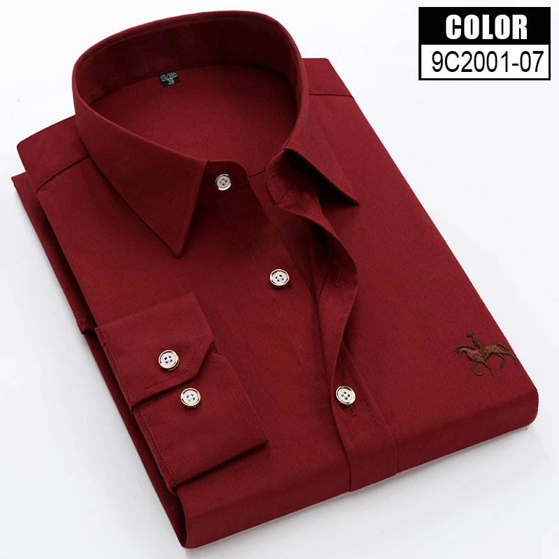 Mens cotton office work shirts Solid Color man Shirt Men Formal Social Dress Shirt Brand Casual Shirt clothes - Цвет: 9C-2001-07