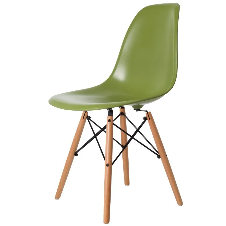 Современный дизайн обеденный стул со спинкой с твердой деревянной ножкой пластиковый классический стул/популярный модный обеденный стул/современная мебель для дома - Цвет: Green 16