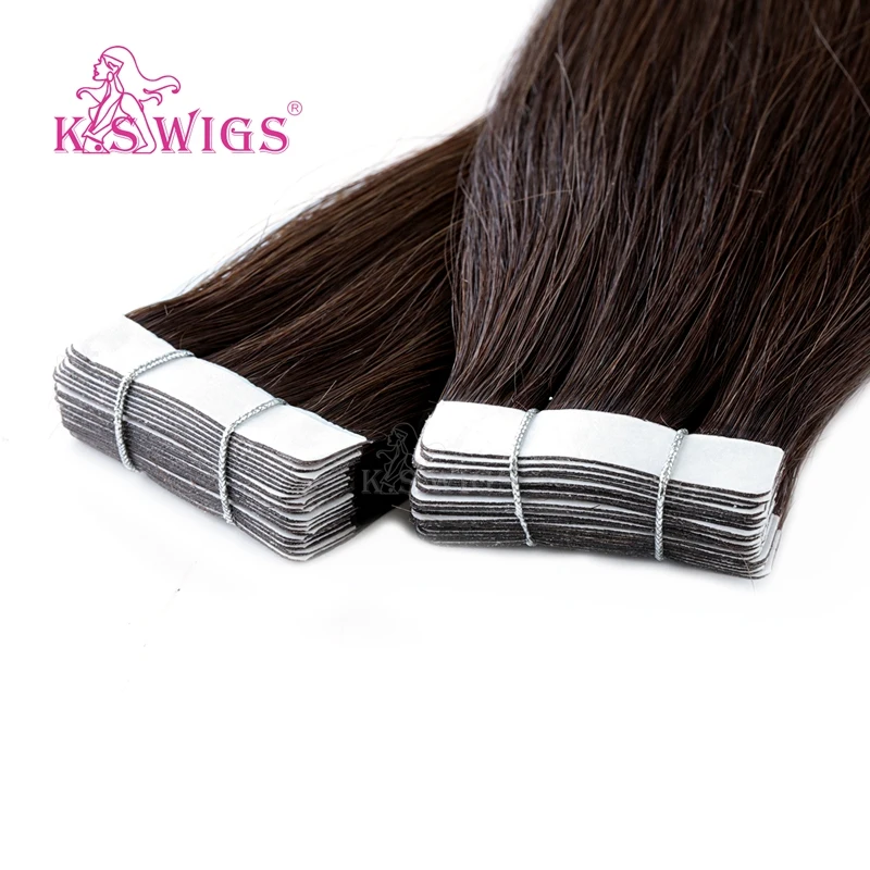 K.S WIGS Tape In Remy Human Hair Extensions Straight Double Drawn Skin Weft Human Hair Extensions 16'' 20'' 24'' K.S WIGS Tape In Remy Human Hair Extensions Straight Double Drawn Skin Weft Human Hair Extensions 16'' 20'' 24''