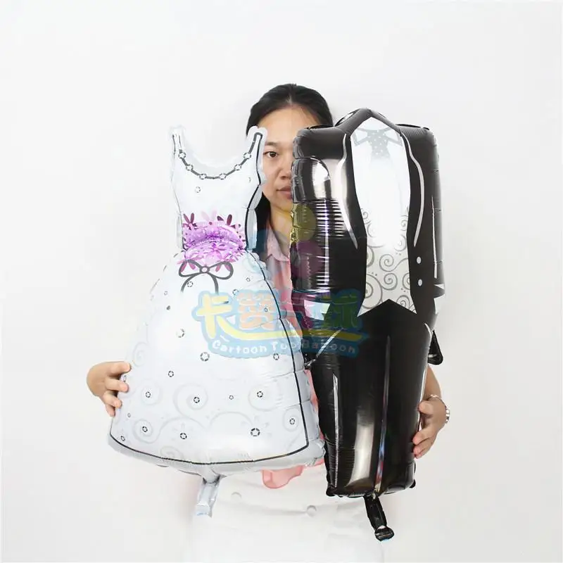 

2pcs groom bride wedding dress foil balloon marriage decoration balloon for romantic wedding engagement layoutLLV31 LLV32