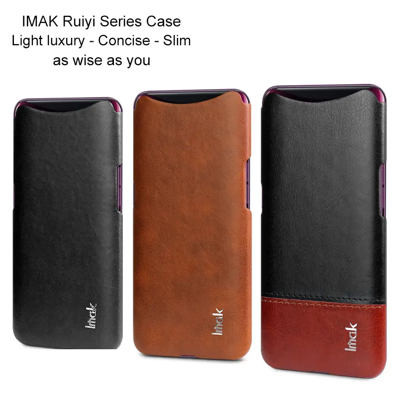 

For Oppo Find X R17 Phone Case Imak Ruiyi Series Concise Light Luxury PU Back Cover Case for Oppo Find X Slim Case Black Brown