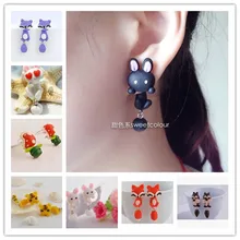 H: HYDE ручной работы Полимерная глина милый Кот Красная Лиса Милая панда белка Тигр серьги в форме животных серьги-гвоздики ювелирные изделия Brincos