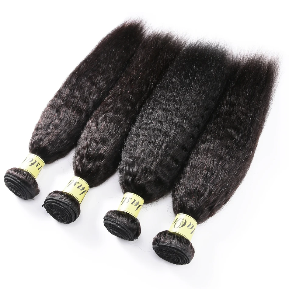 

Raw Indian Hair Kinky Striaght Unprocessed Natural Color Human Hair Weave Bundles 28 30 Inch Virgin Hair Extension Free Shipping