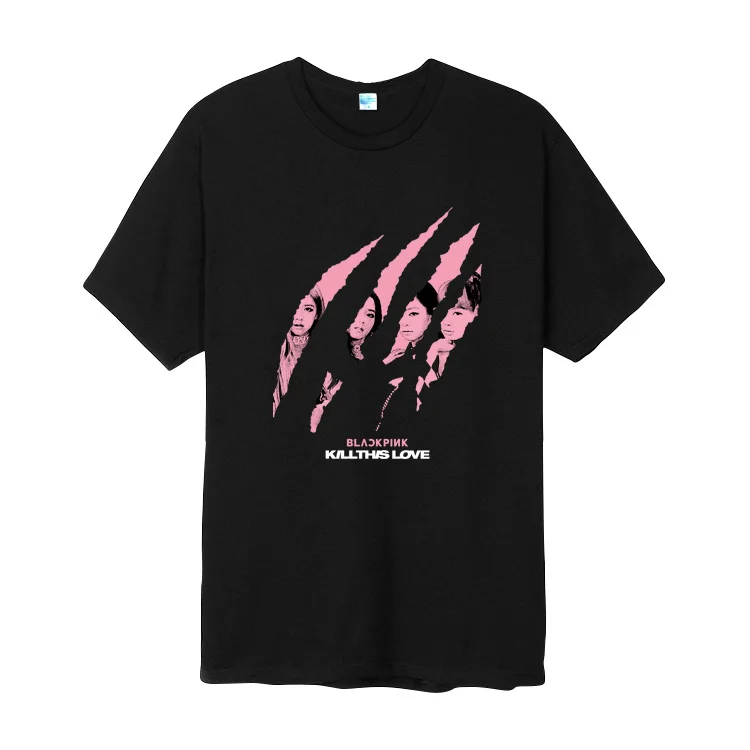 

Summer style blackpink kill this love member photos printing t shirt for kpop fans unisex o neck short sleeve t-shirt