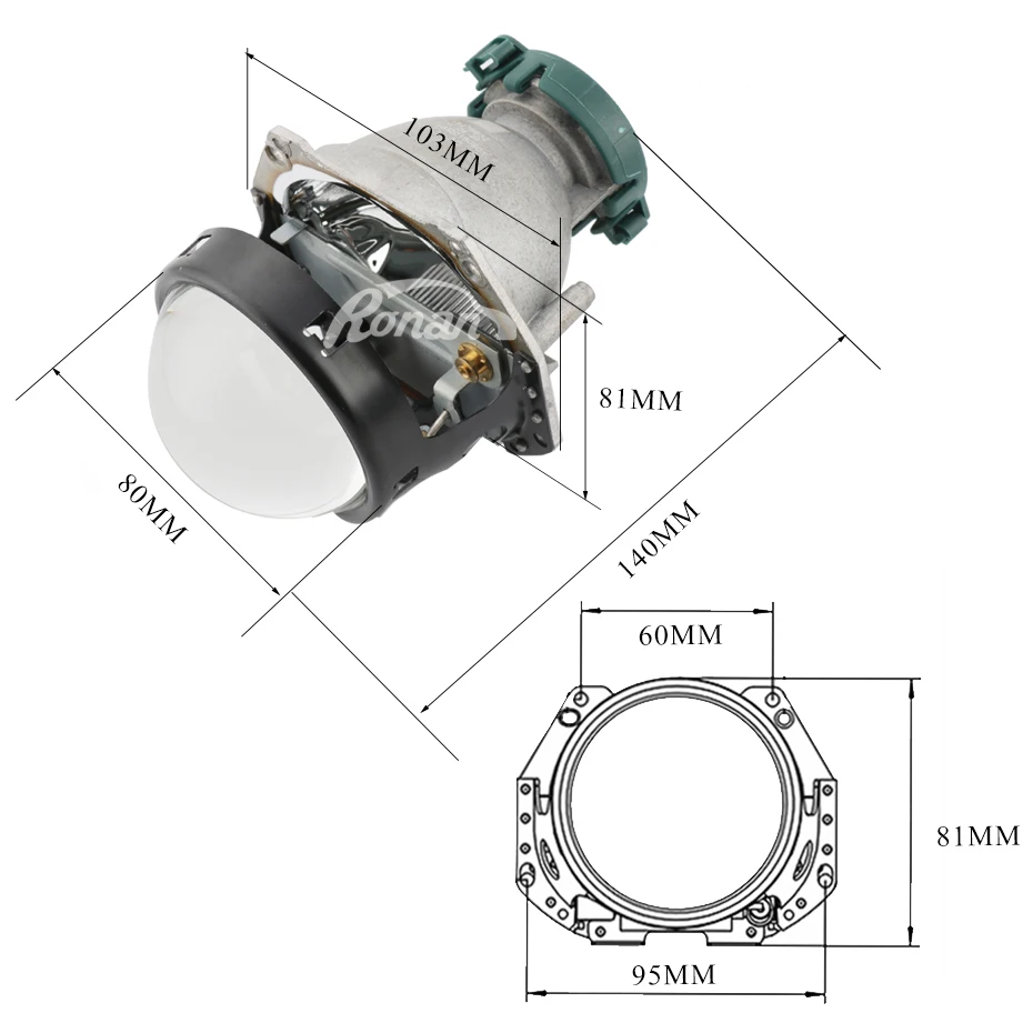 Ronan автомобильный Стайлинг 3,0 дюймов би ксенон синий Hella 5R футбольное стекло фары линзы проектор использовать D2S D2H D1S D3S D4S ксеноновые лампы