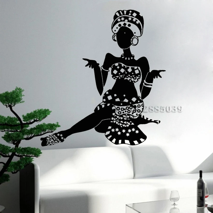 

Hot Selling Woman Vinyl Wall Decal Ethnic Style Girls Art Wall Sticker Room Home Decor Removable Unique Gift LC490