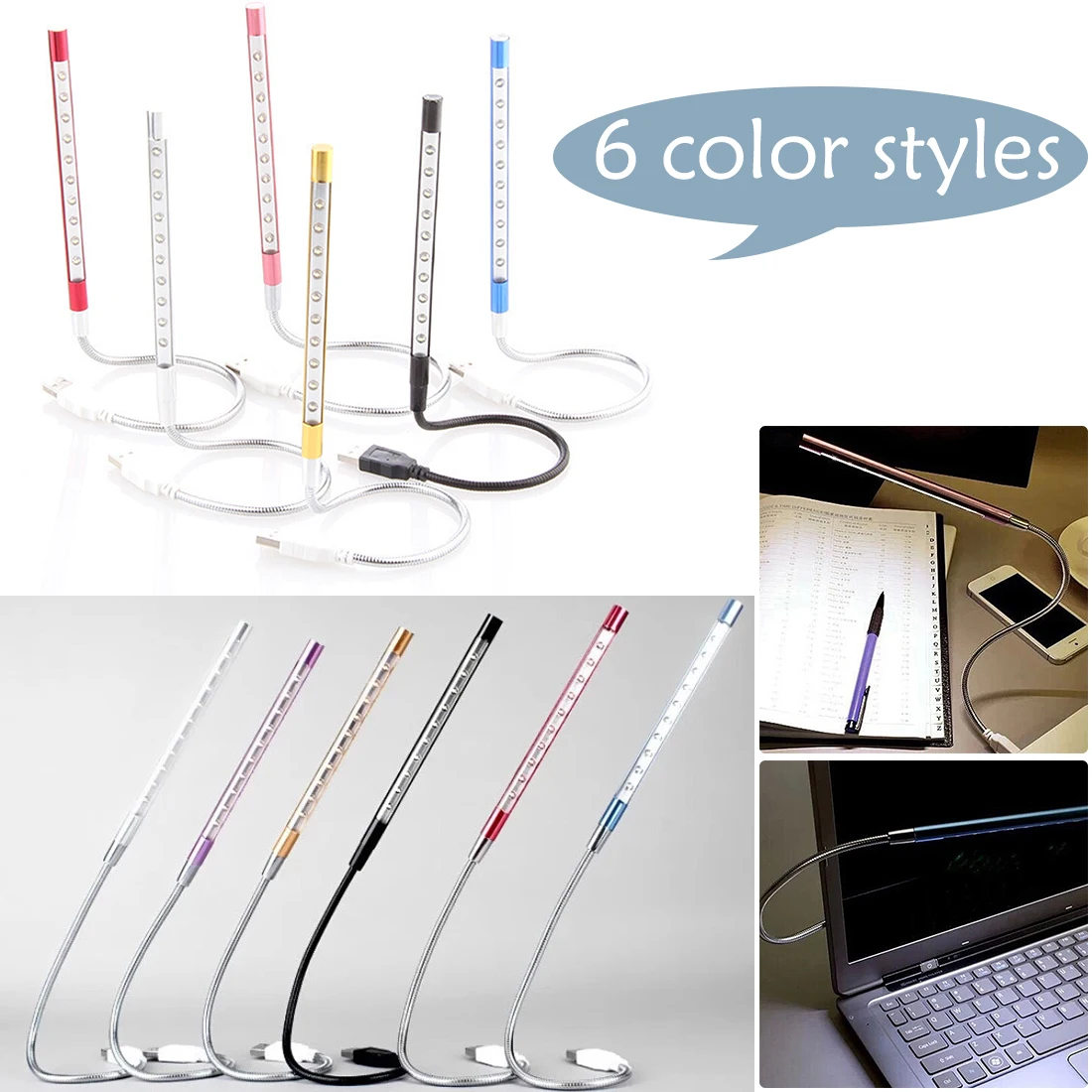 

Mini USB Led Light Computer Lamp Bright Flexible 10 LEDs Reading Lamp for Notebook Laptop Computer PC Keyboard Lights