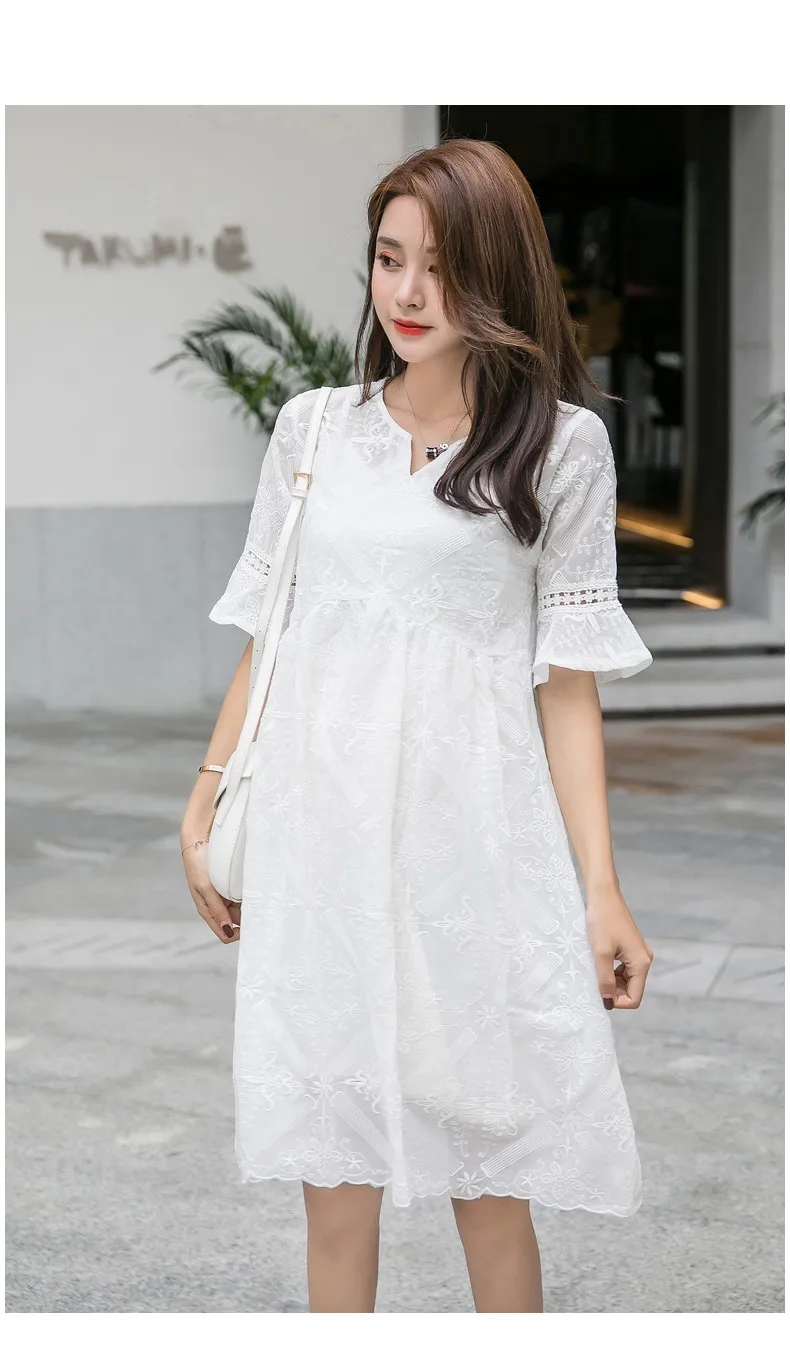 Sundress for pregnant women high waist Slim  lace skirt maternity dress two-piece Summer maternity clothes (19)