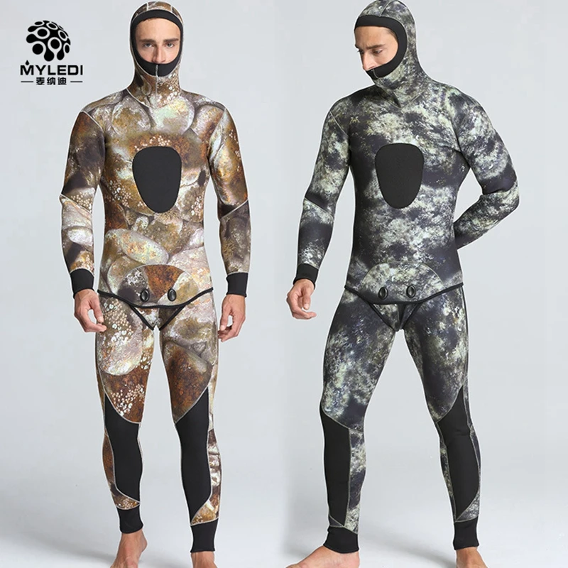5mm men two pieces camouflage fishing clothes Spearfishing wetsuit