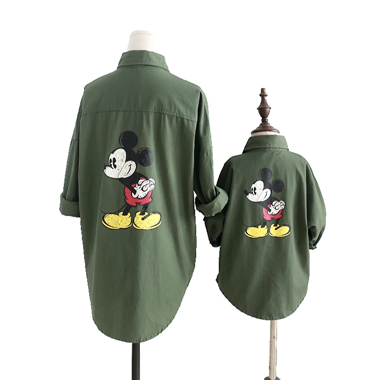 Весенне-осенняя Длинная блузка для мамы и дочки; одинаковые комплекты для семьи; одежда для мамы и дочки; одежда с Микки Маусом из мультфильма «Мики» для детей от 2 до 7 лет