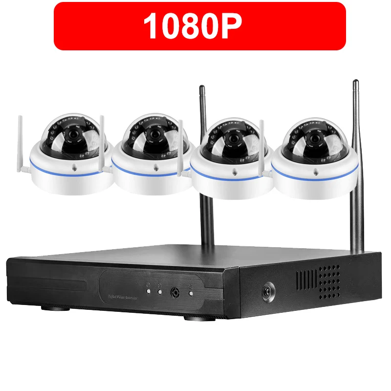 4CH 1080 P вандалоустойчивый купол Wifi CCTV IP камера безопасности системы Wifi NVR беспроводной IP наружного наблюдения видео wi-fi-комплект 960 P P2P - Цвет: 1080P