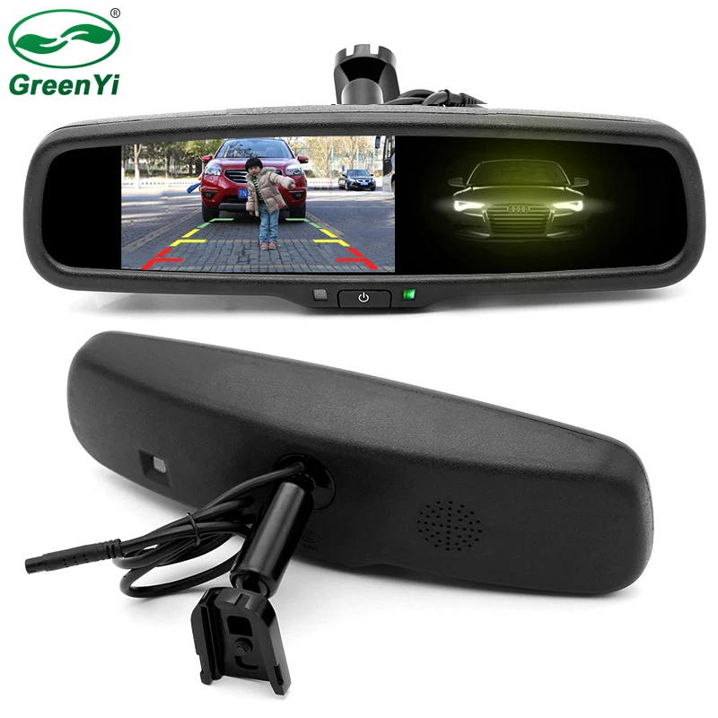 RED WOLF Universal Car Interior Replacement Auto Dimming Rear View Backup Mirror with 4.3 Inch High Resolution Digital LCD Monitor Display 