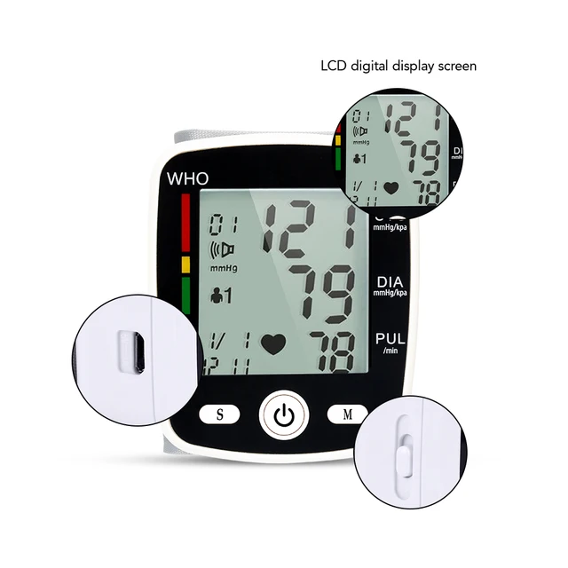 English Voice LCD PR Tonometer Heart Rate Meter Sphygmomanometer