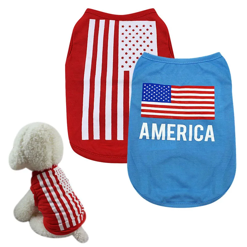 

National Day Independence Day American Flag Pet Dog Vest Polyester Dog Clothes Summer Dog Shirts Dog Clothes