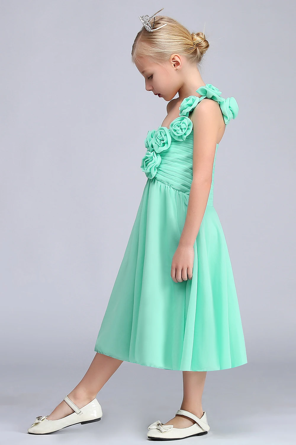 Женское шифоновое платье с одним плечом длиной до середины икры|communion dresses|flower girl