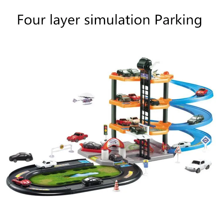  Four layer assembly Slot Children's educational toys simulation Parking,No car models,free shipping 