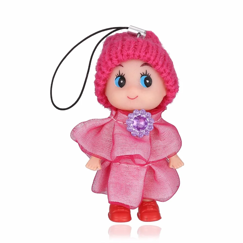 5Pcs Kids Keychain Soft Interactive Baby Dolls Key Chains Mini Doll For Girls and Boys Keyring