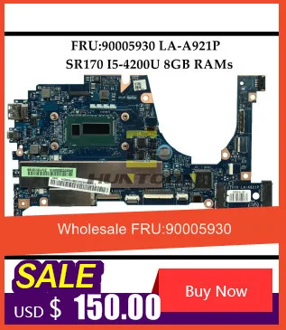 FRU: 90005930 материнская плата для ноутбука lenovo Yoga 2 13 ZIVY0 LA-A921P SR170 I5-4200U 8GB RAMs полностью протестирована