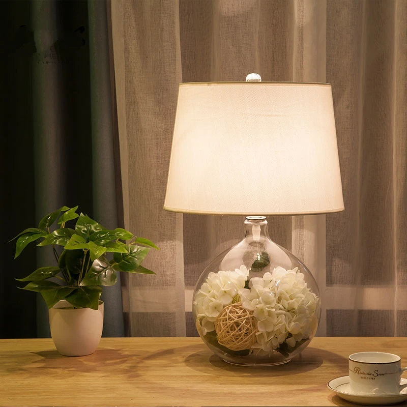 Candeeiro de Mesa de Vidro Lâmpada de Mesa Nórdico Moderno Flores Decorar Cabeceira Noite Jardim Americano Criativo Simples Lampara pé 7 Nórdico moderno candeeiro de mesa de vidro