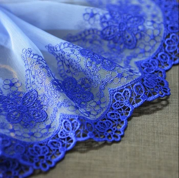 

5 yard 20cm 7.87" wide royal blue mesh embroidery tapes lace trim ribbon L2J2K644 free ship