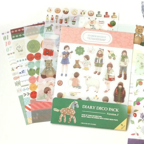 

Korea ICONIC Diary Deco Pack, Cute Daily Planner Stickers Embellishments