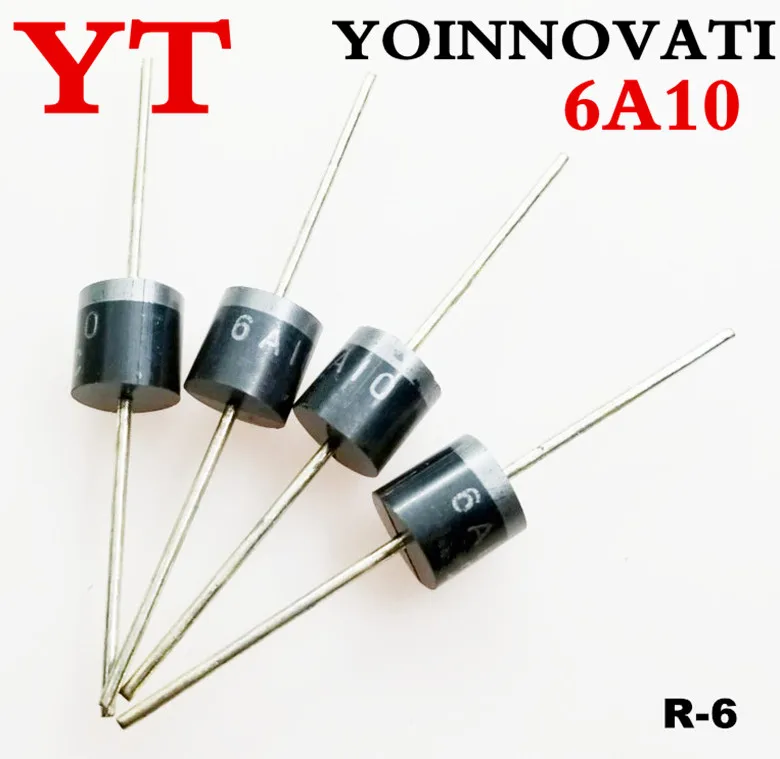 

200 pcs/LOT 6A10 6A/1000V rectifier diodes DIODE GEN PURP 1KV 6A R6