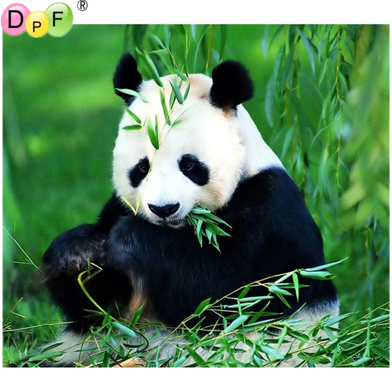 

DPF DIY square full drill diamond embroidery panda needlework cross stitch set square resin diamond painting panda wall painting