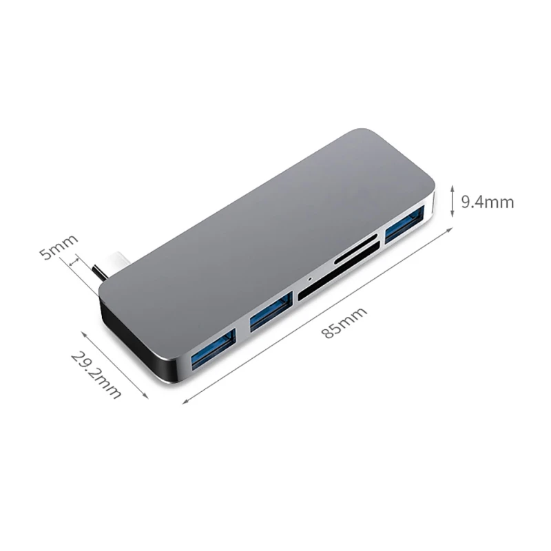 C5 type-C USB 3,0 концентратор адаптер конвертер с 3 USB 3,0 A порт + SD/Micro SD кардридер для MacBook Chromebook Matebook
