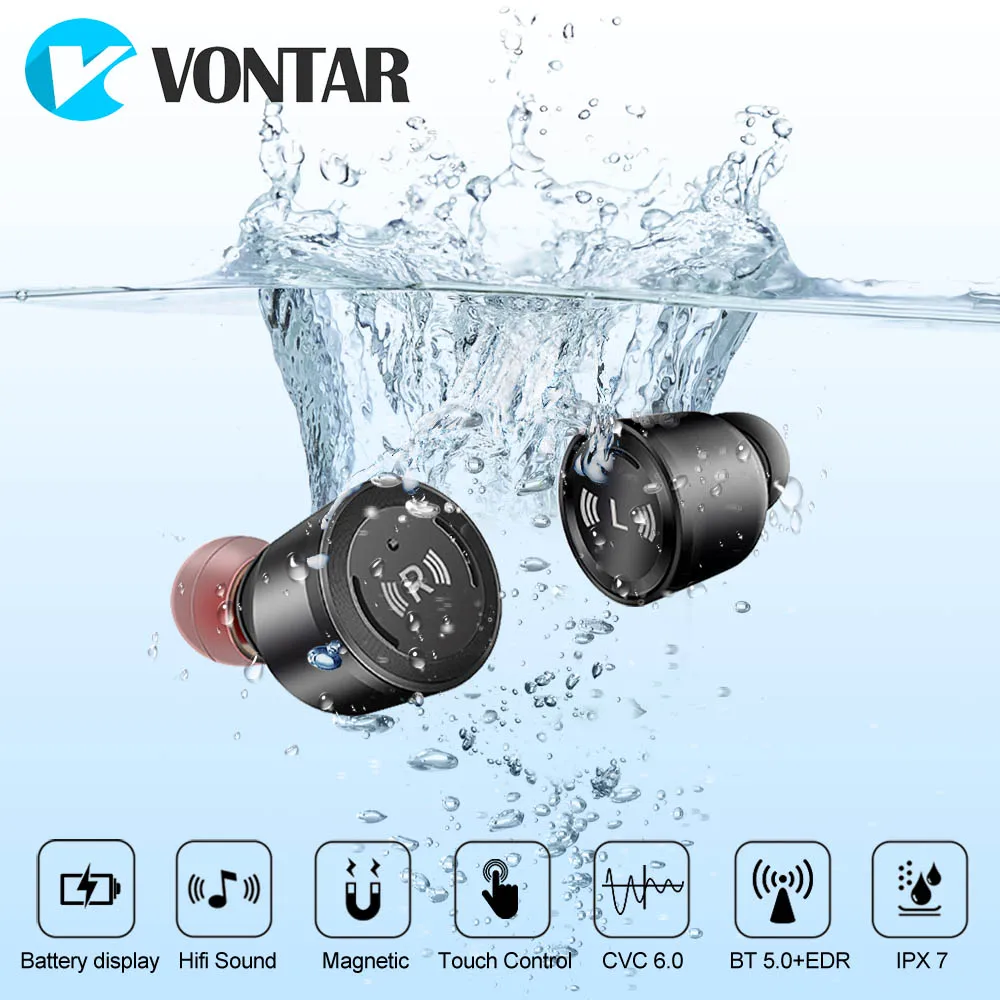 

VONTAR S5 Mini IPX67 Ear buds Bluetooth 5.0 Wireless Headphones With Metal Charge Box Noise Cancel Invisible TWS Headset Outdoor
