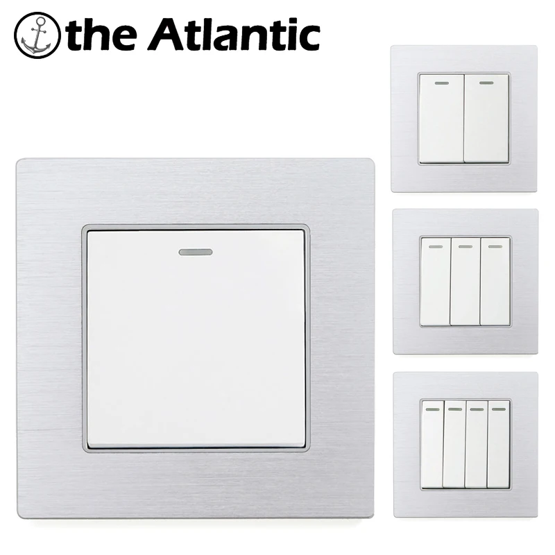 

Wall Switches Power Switch Button Switch LED Lamp Light Switch On / Off Wall Switch Push Interruptor Aluminum Metal Panel