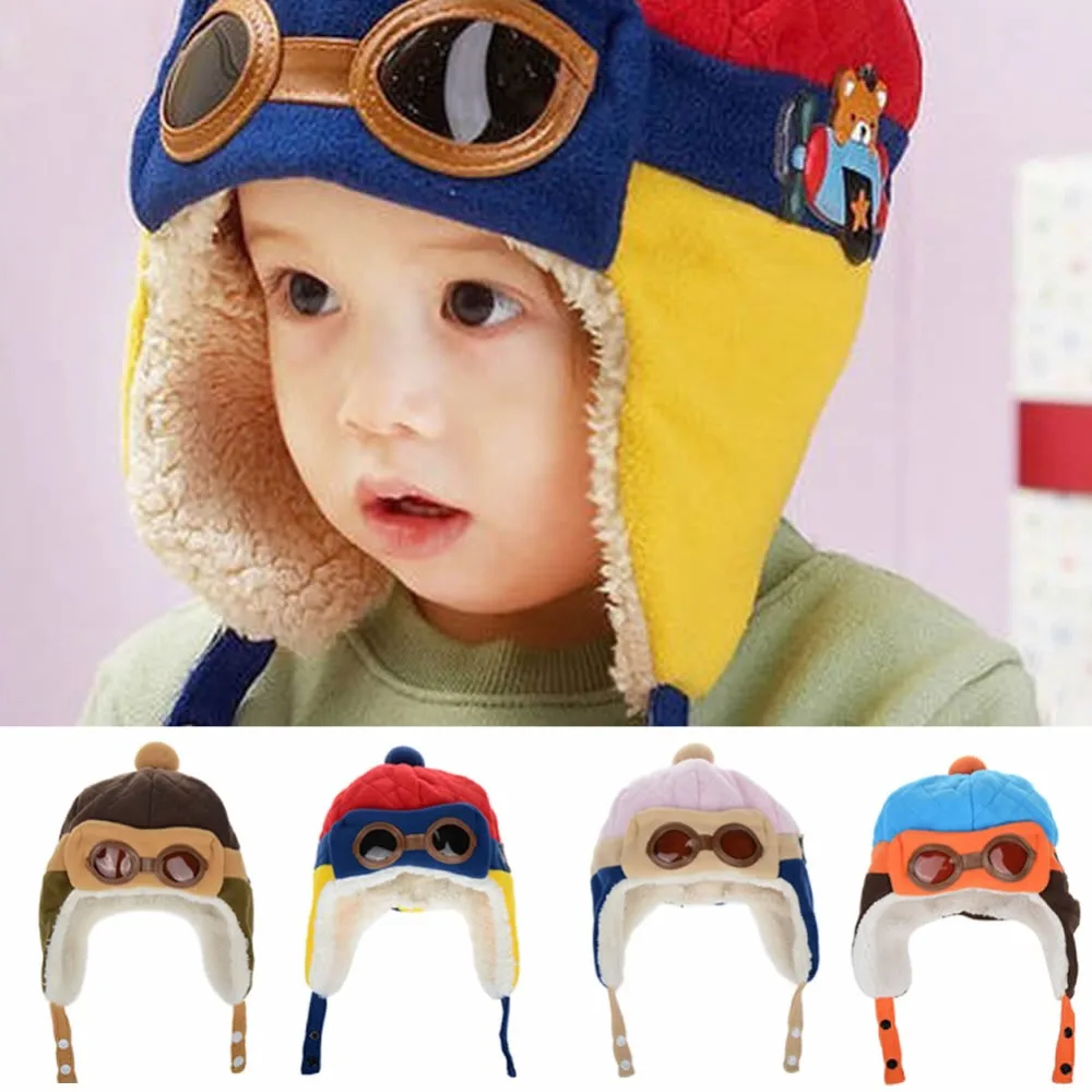 Winter Baby Toddlers Girl Boy Kids Child Pilot Aviator Cap Warm Soft Beanie Hat