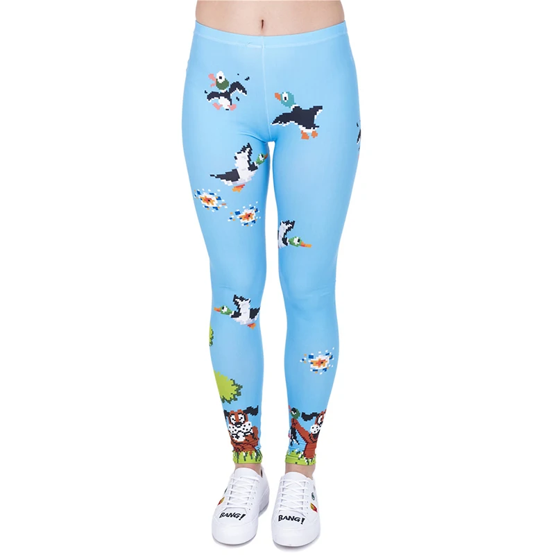 Women 3D duck hunt Casual High Waist Leggings Girls Funny Skinny