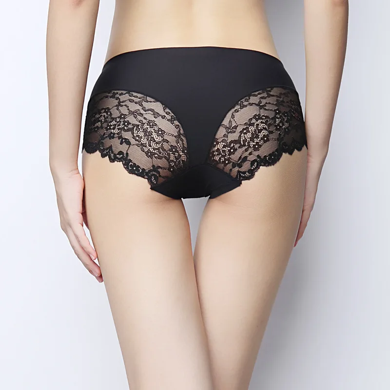 

Sexy Women's Panties ice silk Intimates seamless Lace Underwear female Briefs